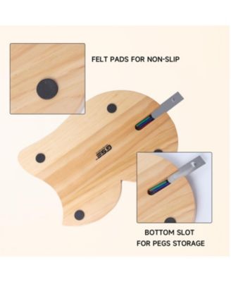 Wooden 3-Track 29 Cribbage Board Game with Plastic Pegs, Classic Three-Person Cribbage Board