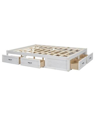 Queen Size Platform Bed with 6 Storage Drawers