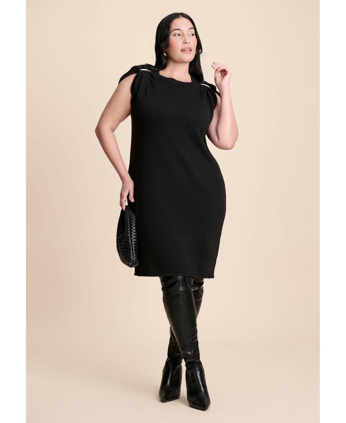 Eloquii Women's Metal Detail Sweater Dress