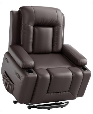 Power Lift Recliner Chair - Heat and Massage, Faux PU Electric Lift Recliner for Elderly & Mobility Impaired, Adjustable Back and Legs