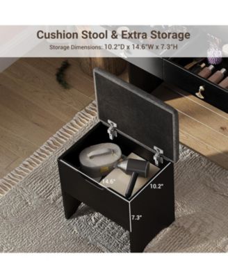 Vanity Desk LED Light Mirror and Charging Station Small Makeup Vanities Set for Bedrooms, Apartments, Easy to Assemble