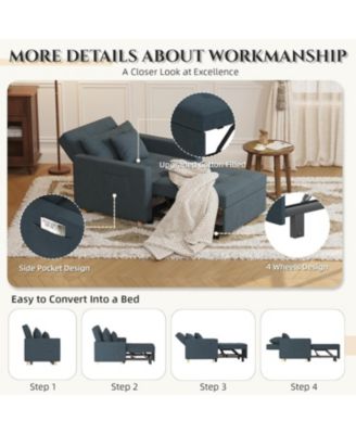 36" Sleeper Chair, Convertible Chair Bed for Adults, 3-in-1 Pull Out Sofa Chair