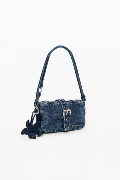 Desigual Small denim crossbody wallet with appliques