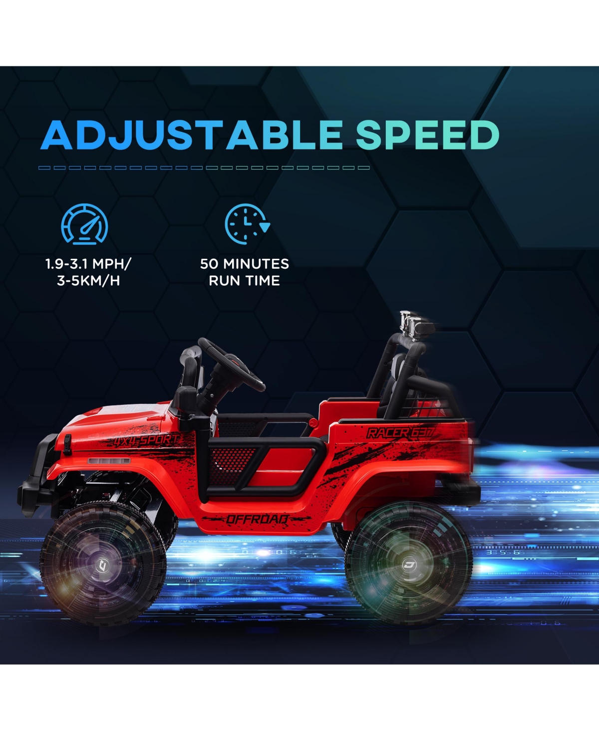 Hongge 12V Kids Ride On Car with Parent Remote Control for Ages 3 to 6