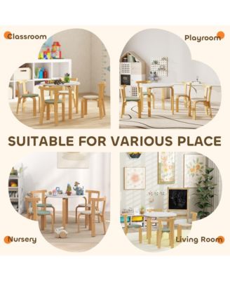 5 Piece Kids Table and Chair Set for Ages Three to Eight Solid Wood Play Furniture