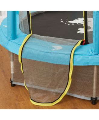 Kids Indoor Trampoline 55 Inch with Enclosure Springless Elastic Design for Ages Three to Six