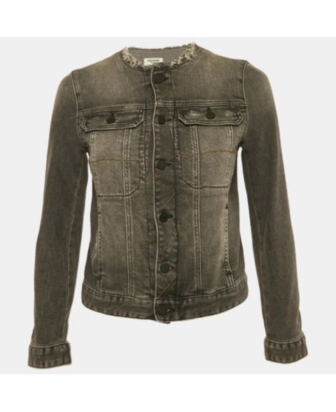 Женские куртки Pre-Owned Zadig & Voltaire Women's Pre-Owned Zadig and Voltaire Grey Distressed Denim Embroidered Kiok Gris Brode Jacket