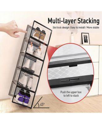 XX-Large Clear Stackable Shoe Storage Bins, Multi-Purpose, Durable ABS