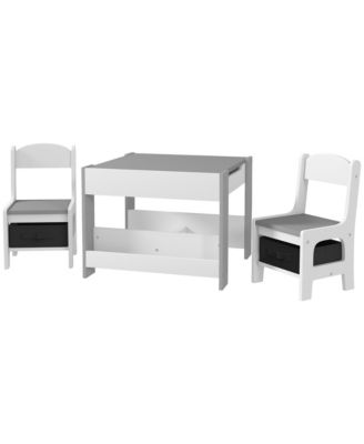Kids Table and Chair Set with Reversible Top Storage and Bookshelf for Ages Three to Eight