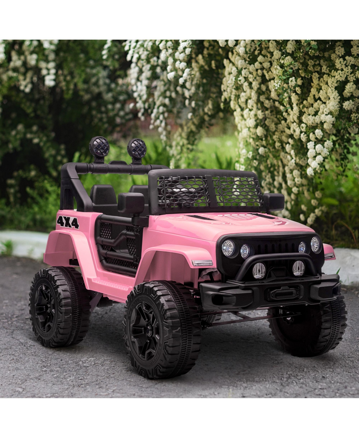 Hongge Kids Electric Ride On Car with Parent Remote Suspension and Lights for Ages 3 to 6