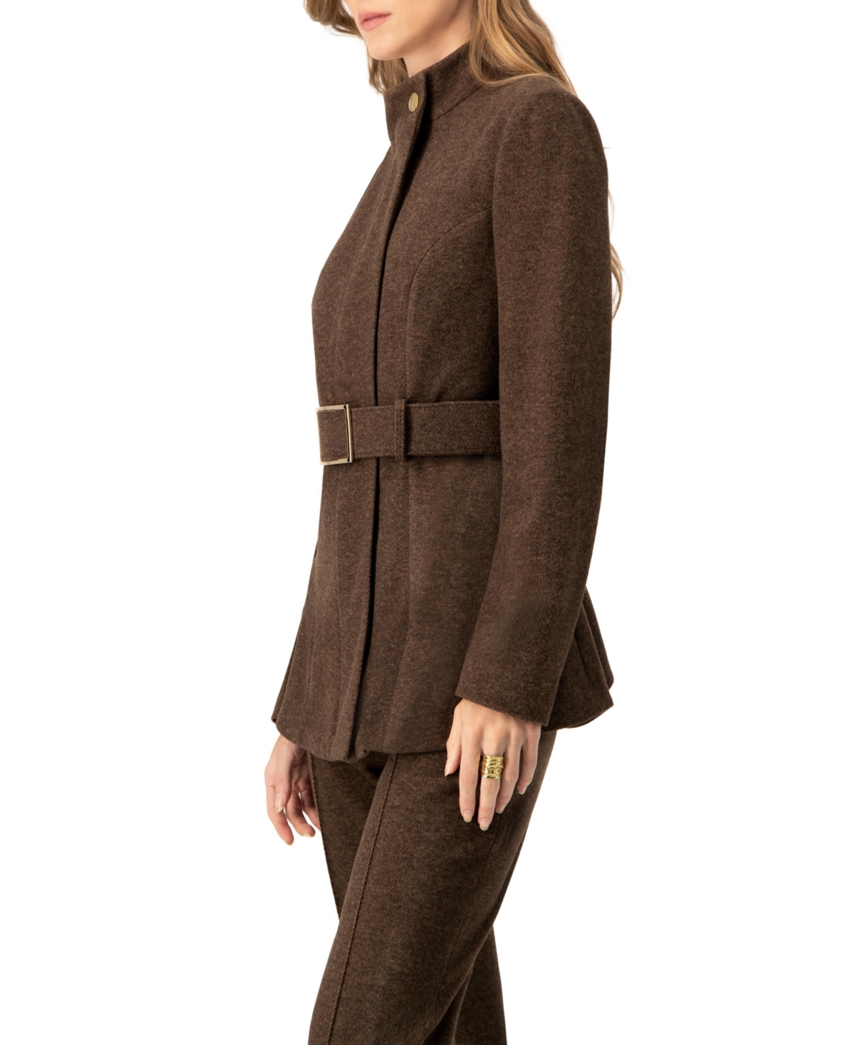 Ivonne Women's Belted High Neck Coat