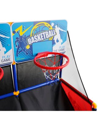 Double Hoop Basketball Arcade Game for Kids, Indoor/Outdoor Sports Toy with 4 Balls & Pump