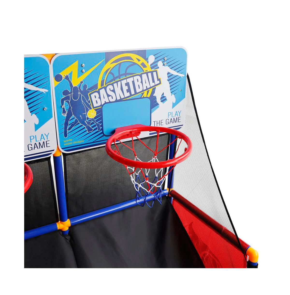 Bruce & Shark Double Hoop Basketball Arcade Game for Kids, Indoor/Outdoor Sports Toy with 4 Balls & Pump