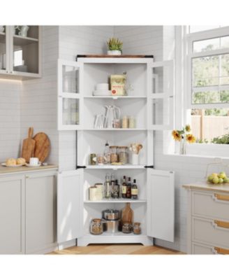 Tall Corner Cabinet, Farmhouse Storage Kitchen