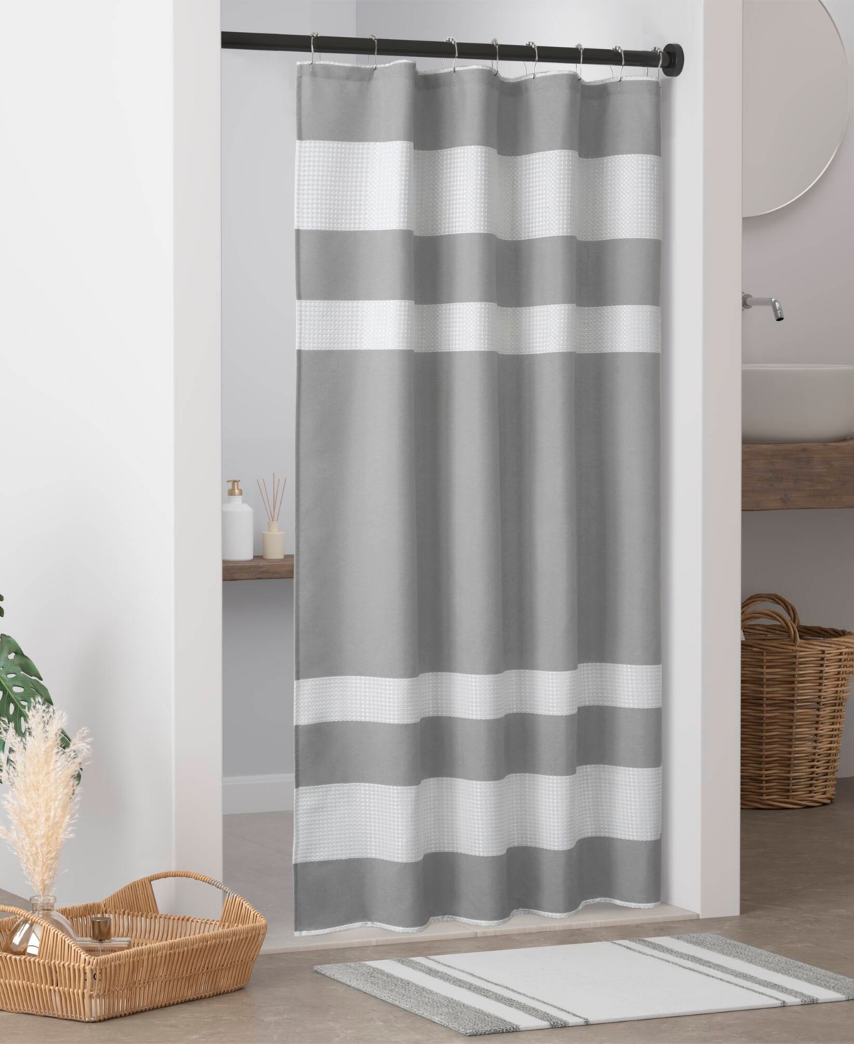 Madison Park Spa Waffle 3M-Scotchgard Shower Curtain, 54" x 78"