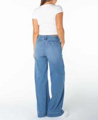 Juniors' High-Rise Wide-Leg Trouser Jeans