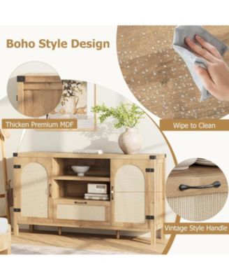 59.1" Buffet Sideboard Cabinet with Storage, Farmhouse Wood Coffee Bar Cabinet with Doors and Drawers