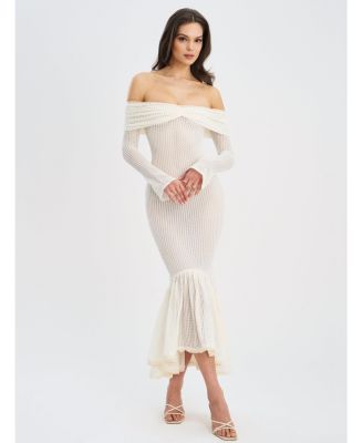 Women's Kaedyn Off Shoulder Long Sleeve Crochet Mermaid Maxi Dress