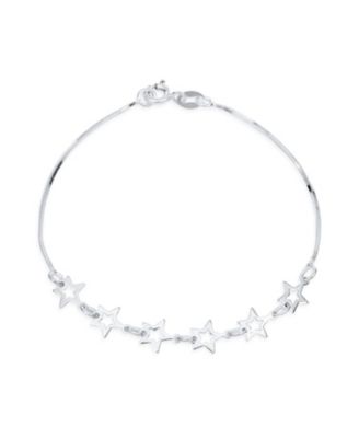 Danity Celestial Multi Charm Open Stars Bracelet .925 Sterling Silver 7.5 Inch