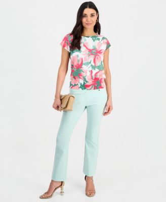 Petite Printed Dolman-Sleeve Sweater