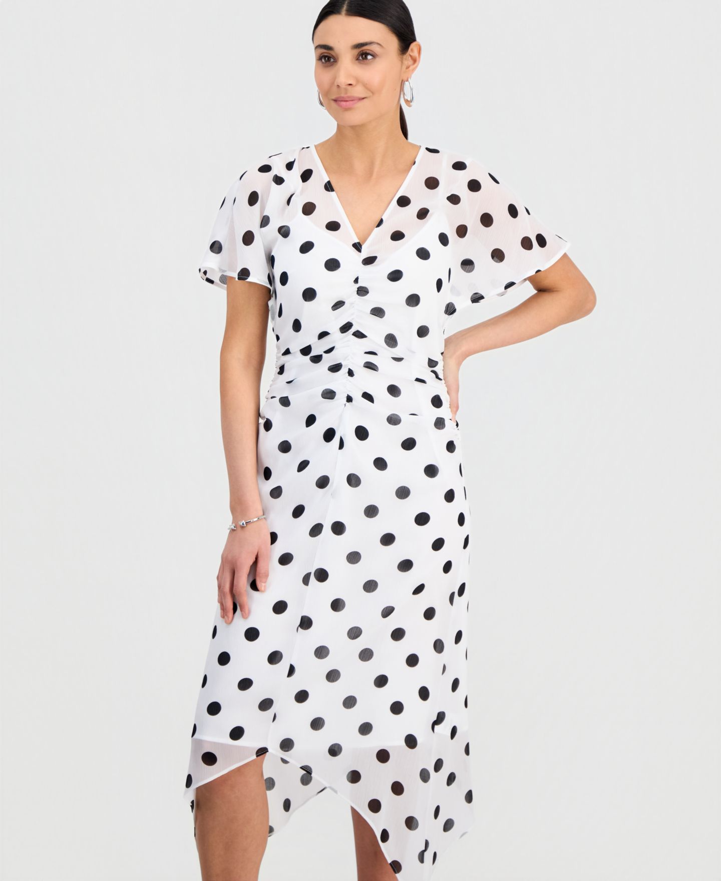 Женское платье I.N.C. International Concepts Flutter Sleeve Maxi, цвет: Alia Dots — фото 2