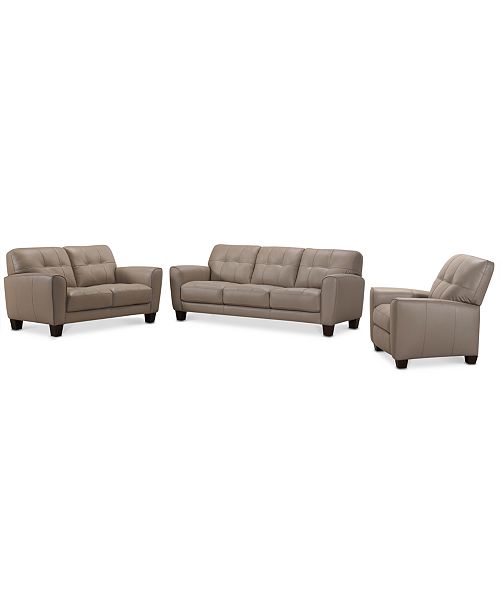 Furniture Kaleb 61" Tufted Leather Loveseat, Created for Macy's