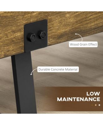 48" Garden Bench with Metal Legs, Rustic Wood Effect Concrete Dining Bench