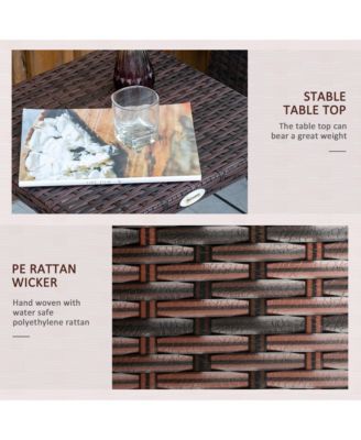 Rat Wicker Side Table for Outdoor Garden Balcony Backyard