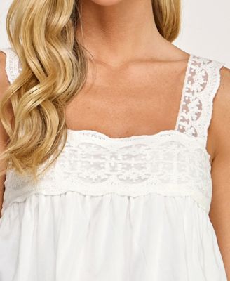 Juniors' Lace Straps Square Neck Short Dress