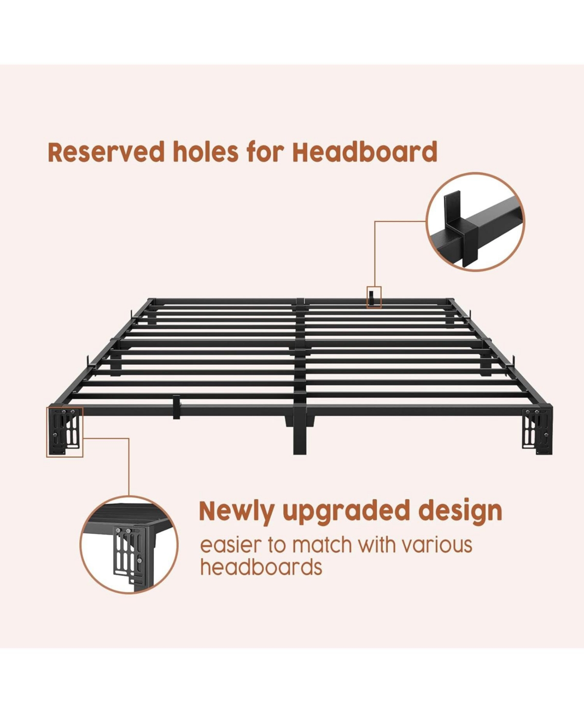 gaomon Heavy-Duty Black Metal Bed Frame - Ultra-Strong Load-Bearing Platform Bed, No Need for Additional Box, Comes with Elevated Storage Space