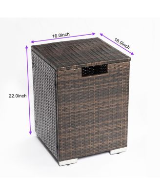 Outdoor Rectangle Fire Pit Table with Propane Tank Cover