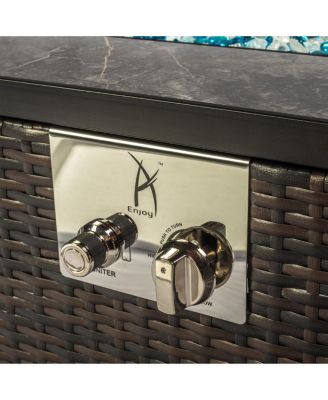 Outdoor Rectangle Fire Pit Table with Propane Tank Cover