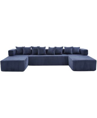 146" U-Shaped Convertible Sleeper Sectional Sofa with 8 Pillows