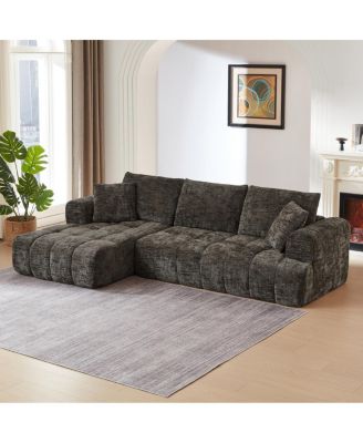 Chenille L-Shape Luxury Sectional Sofa, Minimalist Design, Comfy Sleeper Couch