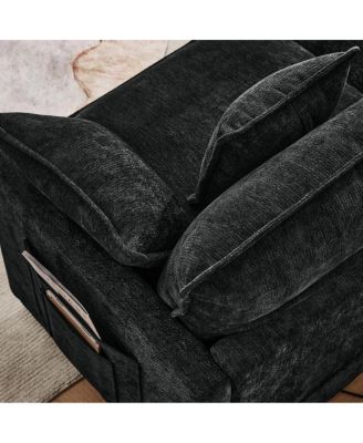 101.9" 3-Seater Cashmere Sofa w/ Movable Ottoman, Modular Design