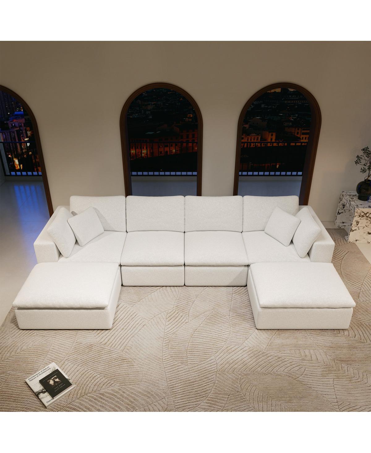 Streamdale Furniture Modular Sectional Sofa, Upholstered Couch, 5PC Free Combination, White