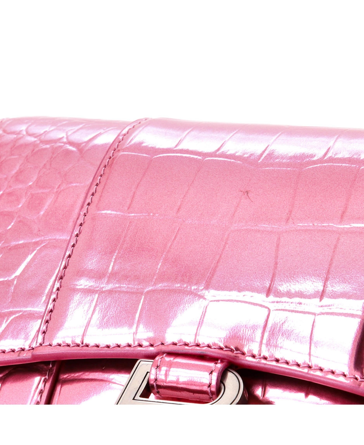 Pre-Owned Balenciaga Hourglass Chain Wallet Embossed Leather