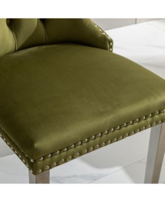 Modern Velvet Dining Chairs with Chrome Legs, Set of 2