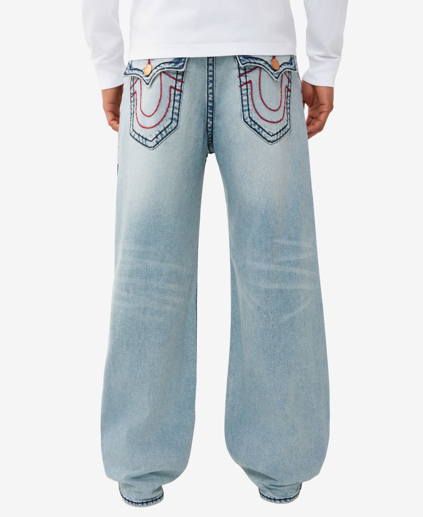 Мужские джинсы True Religion Vinny Ultra Baggy Super T Flap, цвет: Светлая варка — фото 1