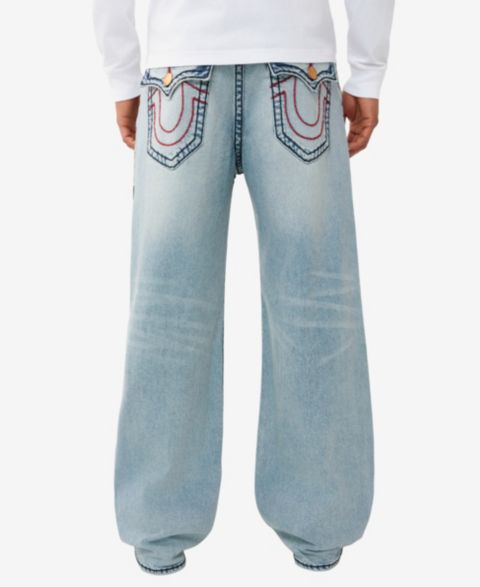 Мужские джинсы True Religion Vinny Ultra Baggy Super T Flap, цвет: Светлая варка