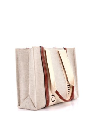 Medium Woody Tote Canvas with Leather