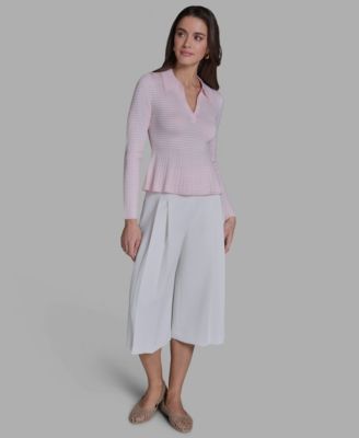 Women's Collared Striped Polo Top