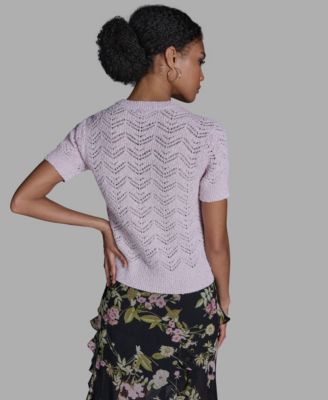 Women's Crewneck Oversized Zig Zag Sweater