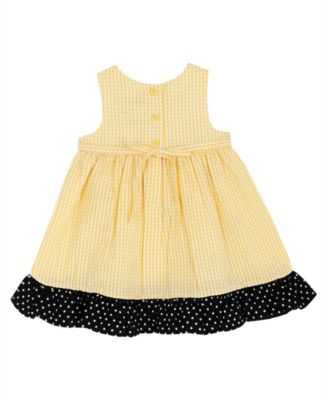 Baby Girls' Yellow Bee Schiffli Sleeveless Dress and Panty, 2-Piece Set