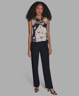 Women's V-Neck Sleeveless Mix Print Top