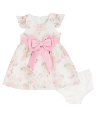 Baby Girls' Botanical Floral Mesh Round Neck Dress and Panty, 2-Piece Set