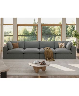 Modular Oversized Corduroy Sectional Sofa Couch with 2 Pillows