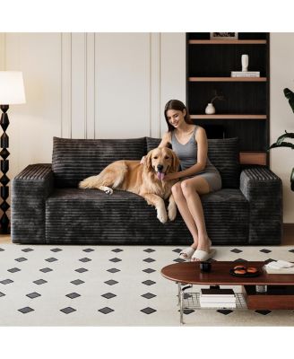 71" 3-Seater Corduroy Sofa, Deep Seat Loveseat, No Assembly