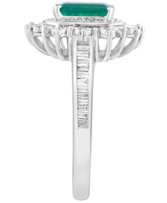 Emerald (7/8 ct. t.w.) & Diamond (1/2 ct. t.w.) Ring in 14k White Gold (Also Available in 14k Yellow Gold)
