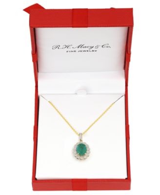 Emerald (1-1/2 ct. t.w.) & Diamond (1/10 ct. t.w.) Pendant in 14k Gold (Also Available in Ruby and Sapphire)